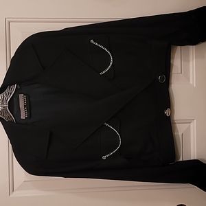 Ellen Tracy Black Chain-Accent Cropped Jacket